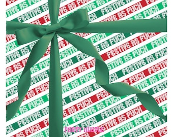 Festive AF Wrapping Paper | A2 Size | Cheeky & Naughty Xmas Gift Wrap | Funny Christmas Design