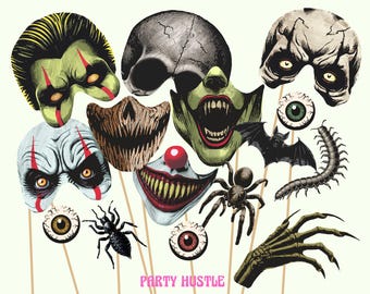 Halloween-Fotobox-Requisiten Set – 25 Teile Mit Masken & Hüten Für Gruselig-lustige Partys