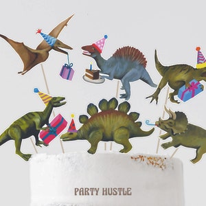 Toppers per torta di compleanno di dinosauro stampabili / Decorazioni per feste di compleanno di dinosauri / decorazioni per feste per ragazzi / download istantaneo / centrotavola per torta