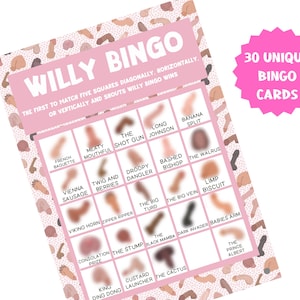 Willy Bingo Bachelorette Party Game | Mature Hen Party Game | Rude Hen Party Printable (Instant Download)