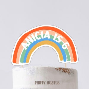 Editable rainbow cake topper | customisable instant download | girls party printables | birthday cake centrepiece