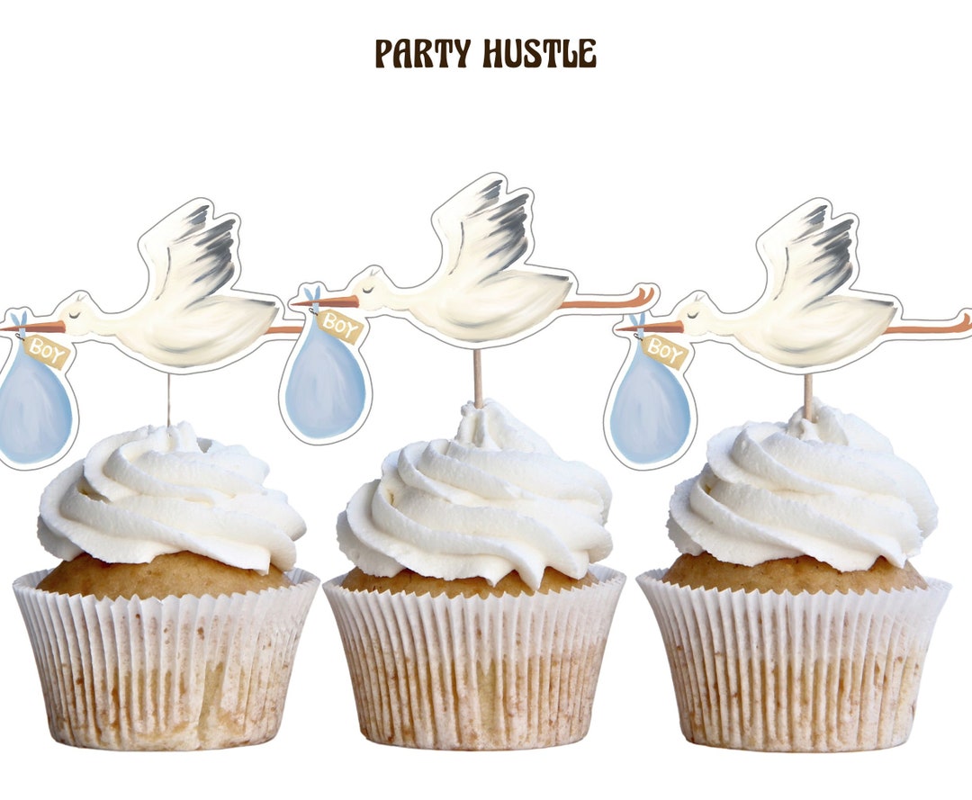 Printable Baby Boy Cupcakes Toppers Instant Download Baby Shower Cake