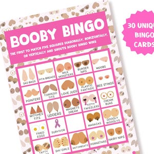 Boobybingo | Afdrukbare borstkankerbingo | leuk vrijgezellenfeestspel | leuke bingo voor volwassenen | direct downloaden | coppaafeel