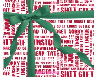 Funny Christmas Wrapping Paper | A2 Size | Cheeky & Naughty Gift Wrap | Hilarious Festive Design for Xmas