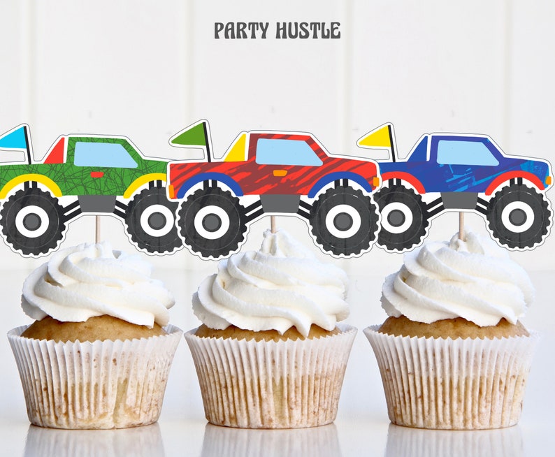 Printable Boys Monster Truck Cupcake Toppers Instant Download - Etsy
