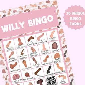 Willy Bingo Bachelorette Party Game | Rude Hen Party Printable (Instant Download)