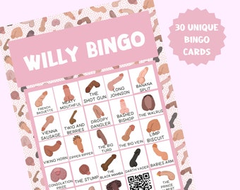 Juego de bingo de Willy para despedida de soltera / Imprimible para despedida de soltera atrevida (descarga instantánea)