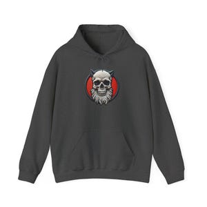 Skull Demon Hoodie - Unisex Heavy Blend Sweatshirt, Gothic Streetwear, Unique Gift, Halloween, Casual Layering, Edgy Style
