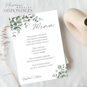 Affiche Menu Mariage | Menu Secret | Menu Texte Original | Carte ou Affiche | Produit papier expédié (envoi postal)