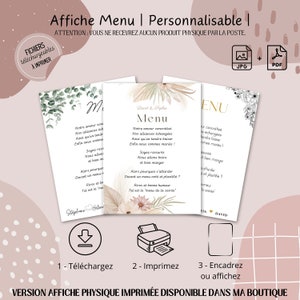 Menu Mariage | Menu Secret | Affiche ou Carte | Menu Texte Original | Téléchargement Numérique