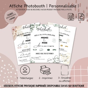 Affiche pour Photobooth et Livre d’Or | Affiche ou Carte | Téléchargement Numérique