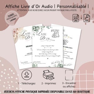 Affiche Livre d'Or Audio | Livre d'Or Message Audio | Message Téléphonique Livre d'Or | Affiche ou Carte | Téléchargement Numérique