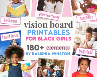 Vision Board Printables für schwarze Mädchen - Inspirierende Sammlung von über 180 Bildern, Zitaten und positiven Affirmationen | A4 PDF Sofortdownload