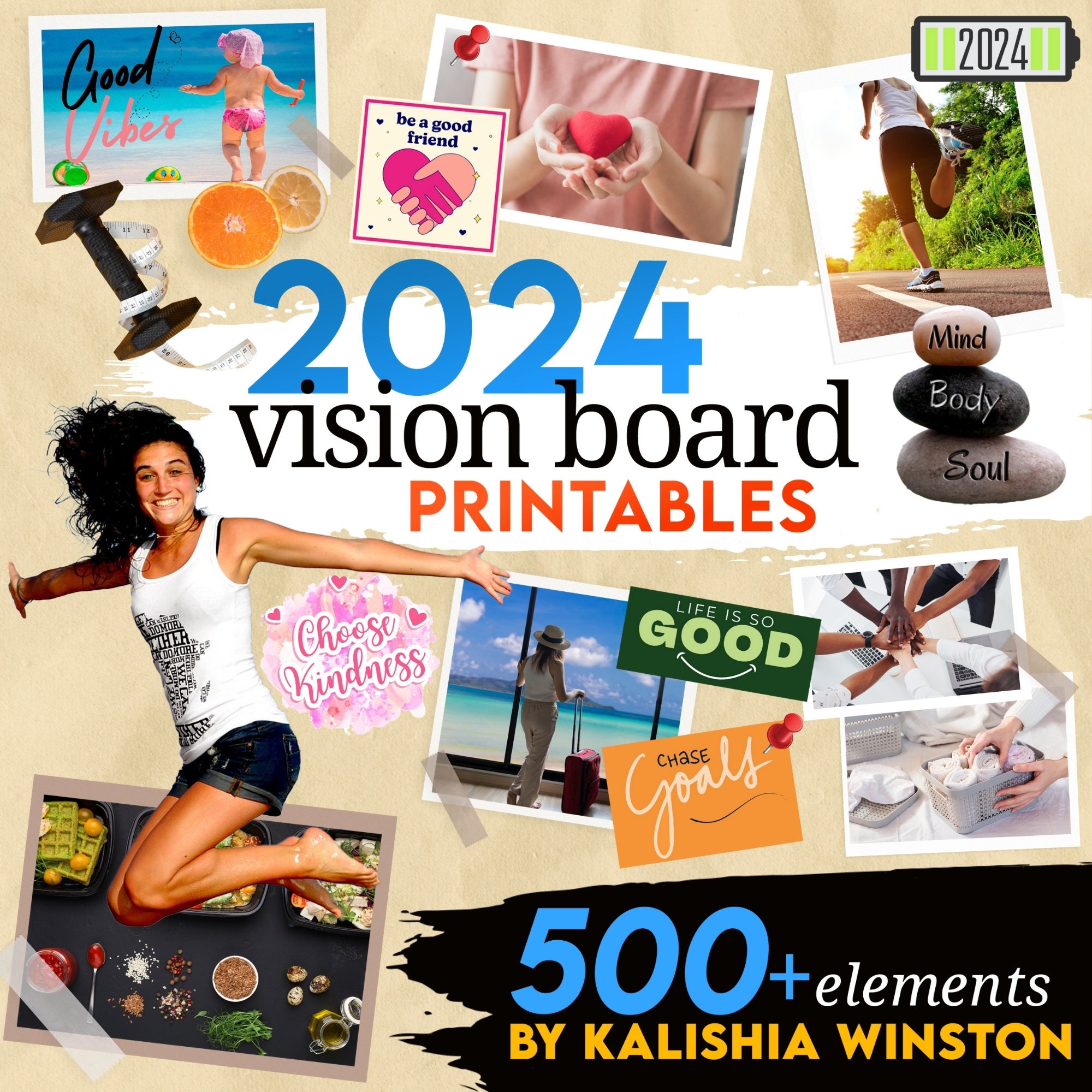 2024 Vision Board Printables 500 Images, Words, Affirmation Cards & More  for Women and Men dream Board Kit A4 PDF Instant Download 