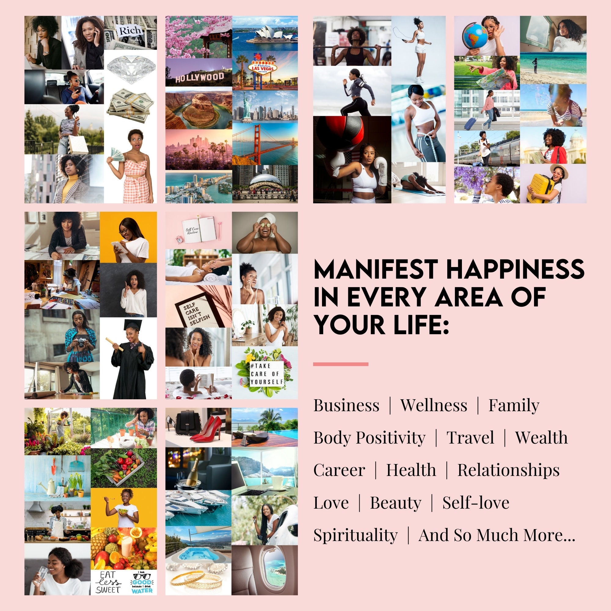 Vision Board Printables for Black Women 300 Inspiring Pictures, Words and  Affirmation Cards dream Board Kit A4 PDF Instant Download 