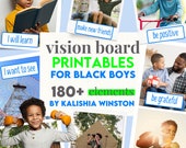 Vision Board Printables for Black Boys - Inspiring Collection of 180+ Images, Quotes & Positive Affirmations | A4 PDF Instant Download