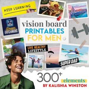Vision Board imprimíveis para homens - mais de 300 imagens, palavras e cartões de afirmação inspiradores (Kit Dream Board) | Download instantâneo de PDF A4