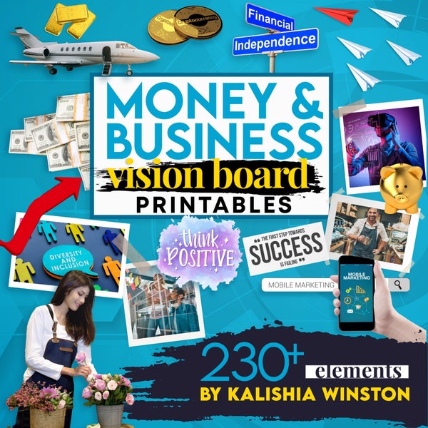 Money & Business Vision Board Printables - 230+ Images, Words, Phrases and Affirmations for Men and Women | A4 PDF Instant Download