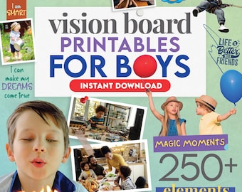 Vision Board Clip Art Buch für Jungen: 250+ Motivationsbilder, Inspirierende Zitate & Positive Affirmationen Kit | A4 PDF Sofortdownload