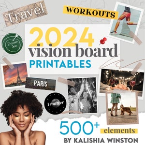 2024 Vision Board Printables - 500+ Images, Words, Affirmation Cards & More For Women and Men (Dream Board Kit) | A4 PDF Instant Download