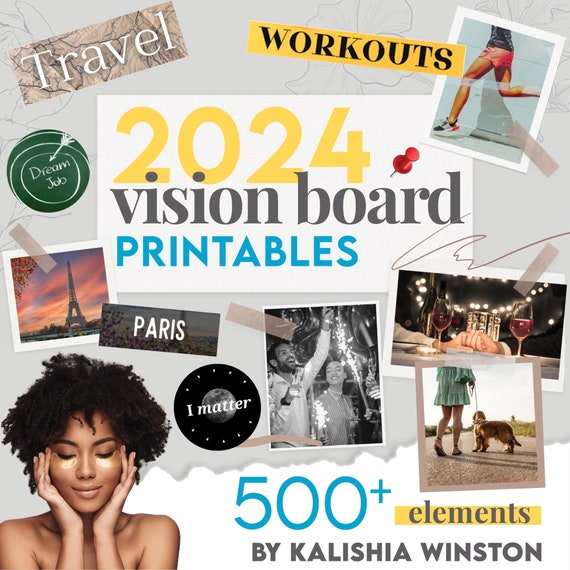 Ultimate Vision Board Kit Bundle 2024 Vision Board Printable Law of  Attraction Quotes Vision Board Kit 2024 Vision Board Party Kit 