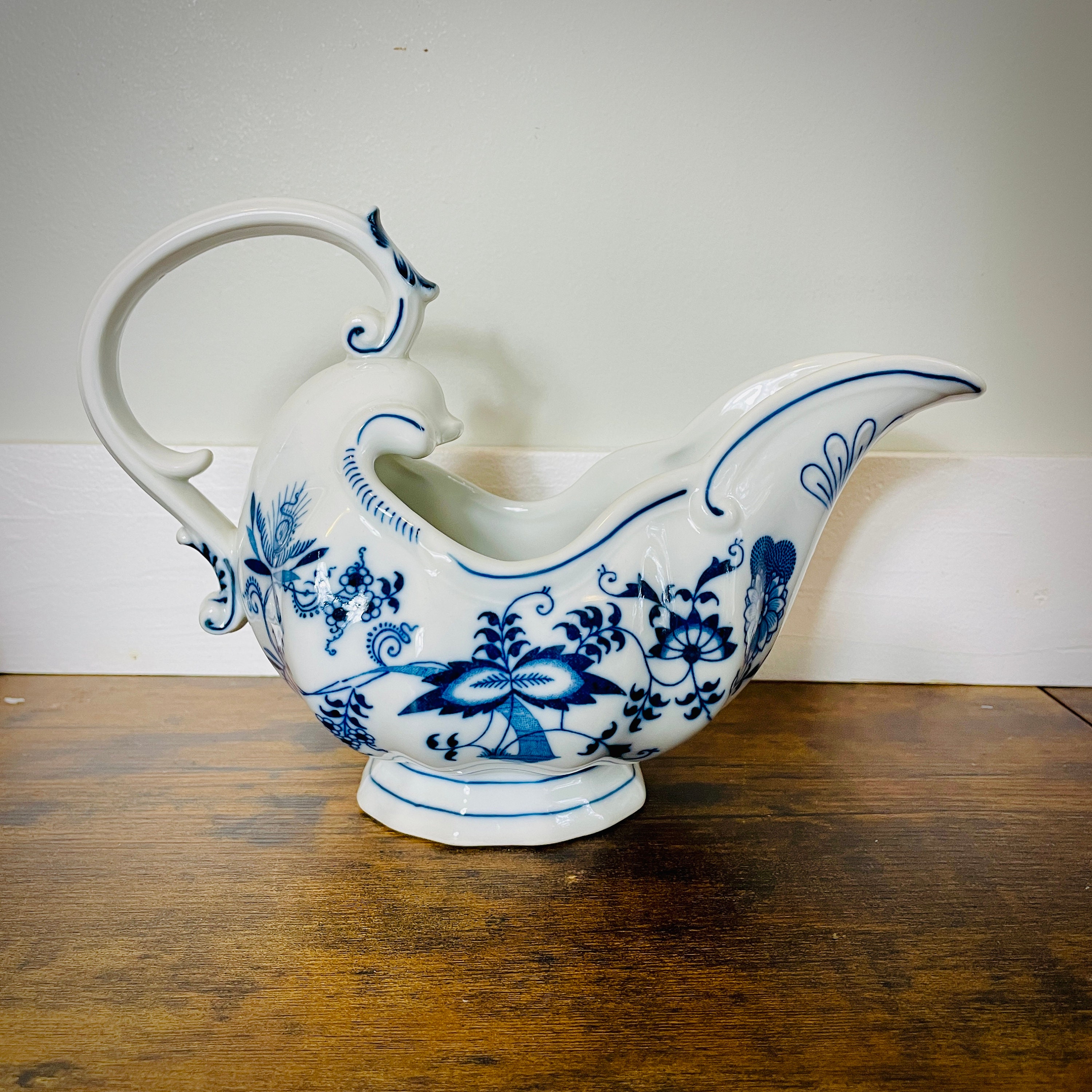 Gravy Boat With Attached Underplate, Blue Danube, Japan