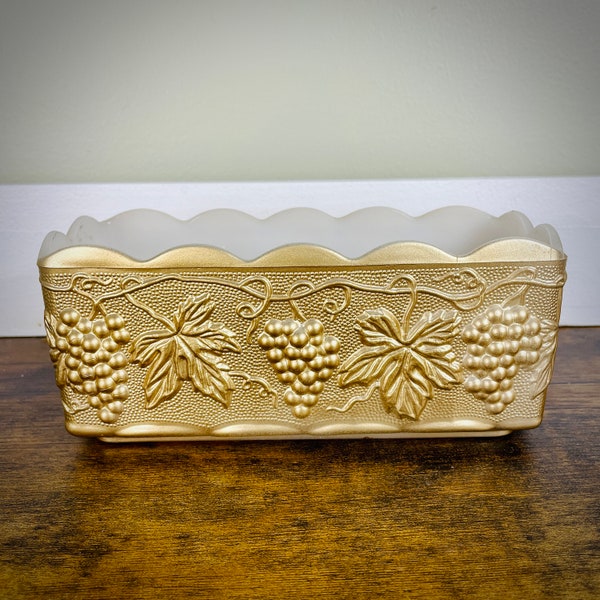 Vintage Fire King Gold Milk Glass Casserole Dish Napkin Holder Planter