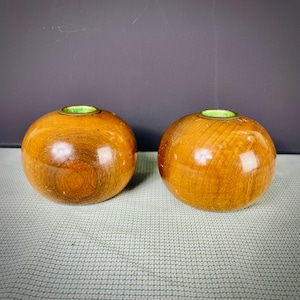 Vintage Myrtle Wood Candlestick Holders