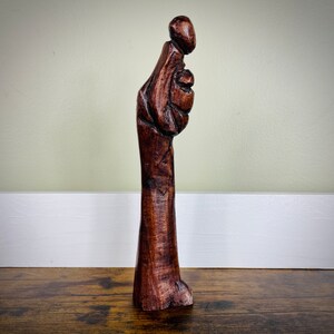 Rustic Handcarved Wooden Mother and Baby Madonna Child