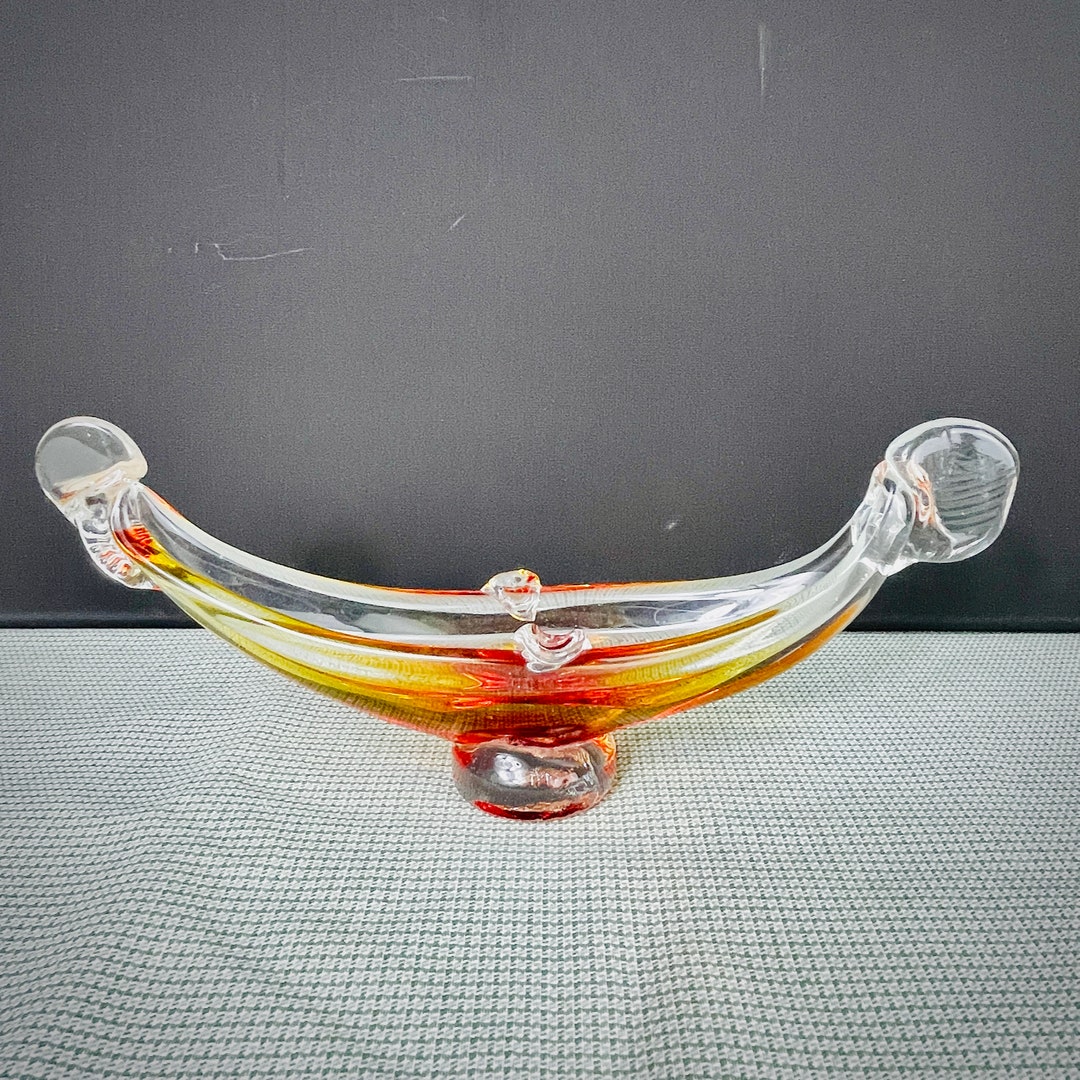 Vintage Murano Art Glass Gondola Ashtray Ruby Amberina Etsy