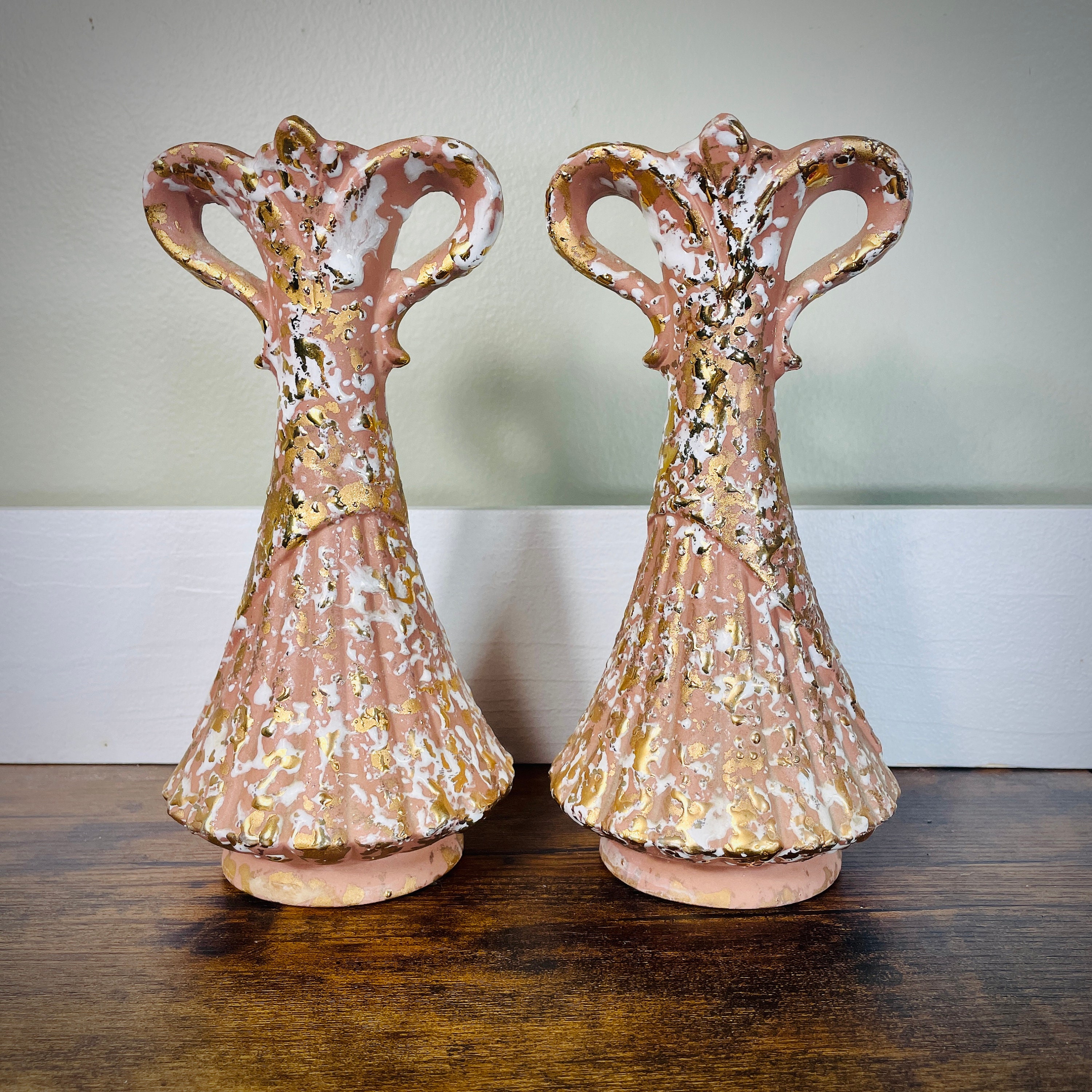 Vintage MCM Savoy Pink Gold Speckled Vases Mid Century Modern - Etsy