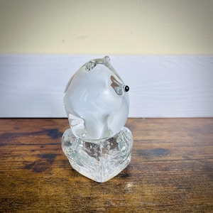 Vintage Art Glass Abstract Polar Bear on Ice Floe Paperweight Figurine
