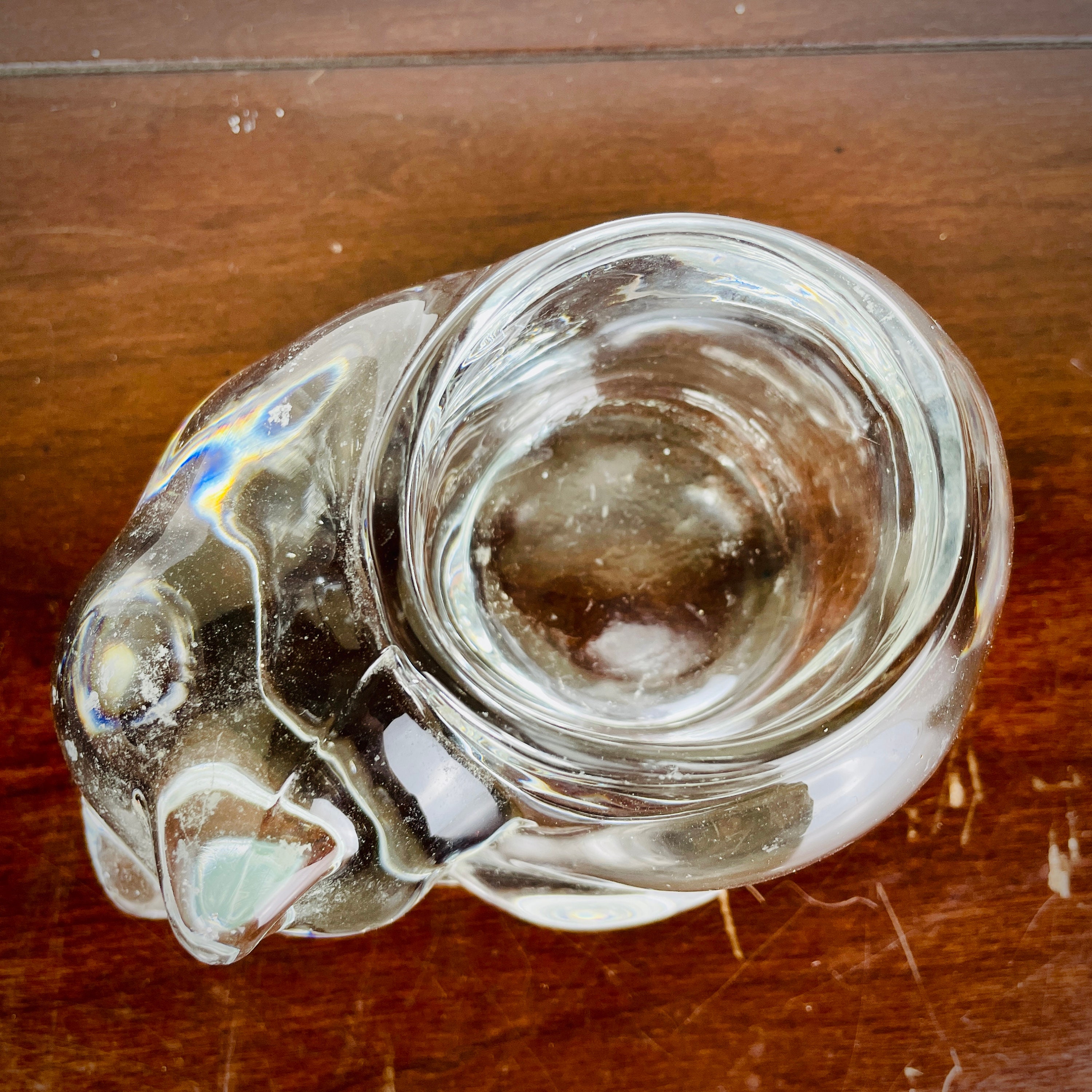 Vintage Indiana Glass Cat Votive Holder Clear Etsy