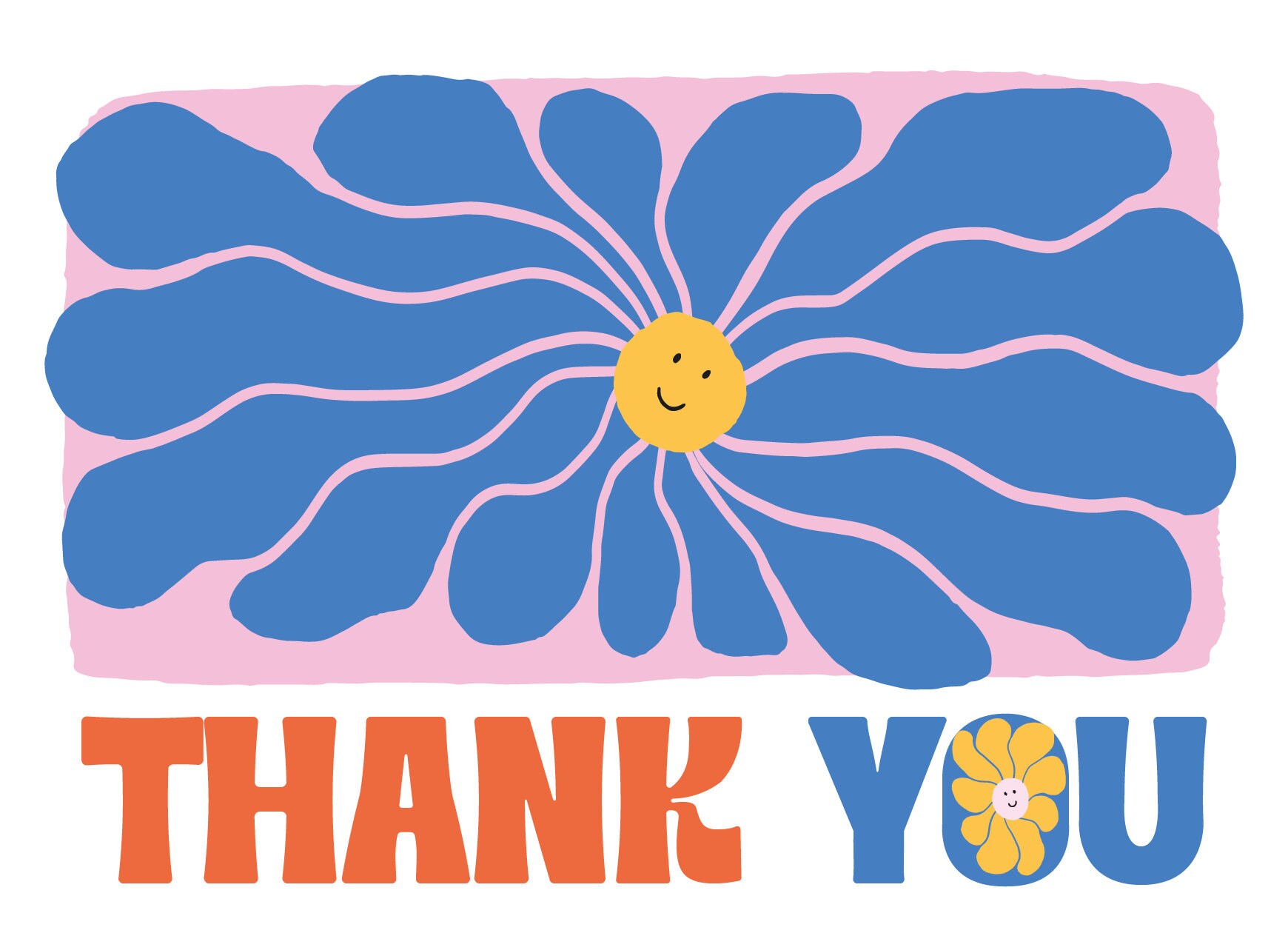 Funky Droopy Smiley Face Thank You Card Boho Hippie Trippy Etsy