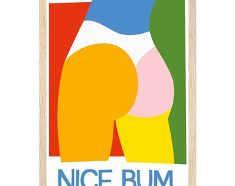 Nice Bum | Nice Ass | Premium Matte Paper Wooden Framed Poster