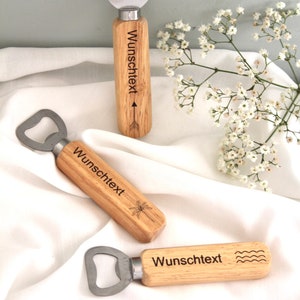 Bottle opener personalized, wood, stainless steel, gift Father&#39;s Day, birthday, beer, cap lifter
