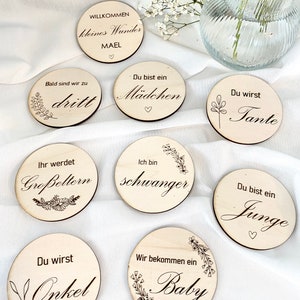 Schwangerschaft verkünden mit handgemachtes Holzschild,Schwangerschaftsgeschenk, Babyparty, Babyshower, Du bist ein Junge, Ich bin Schwanger