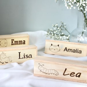 Domino, personalisiert, Kinderspiel, Holz, Spielzeug, Geschenk, Tiere
