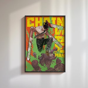 Chainsaw Man Manga Cover Poster, Popular Japanese Anime Digital Print, Gift Idea, Tatsuki Fujimoto, Anime 2024, Chainsaw Man Denji Poster