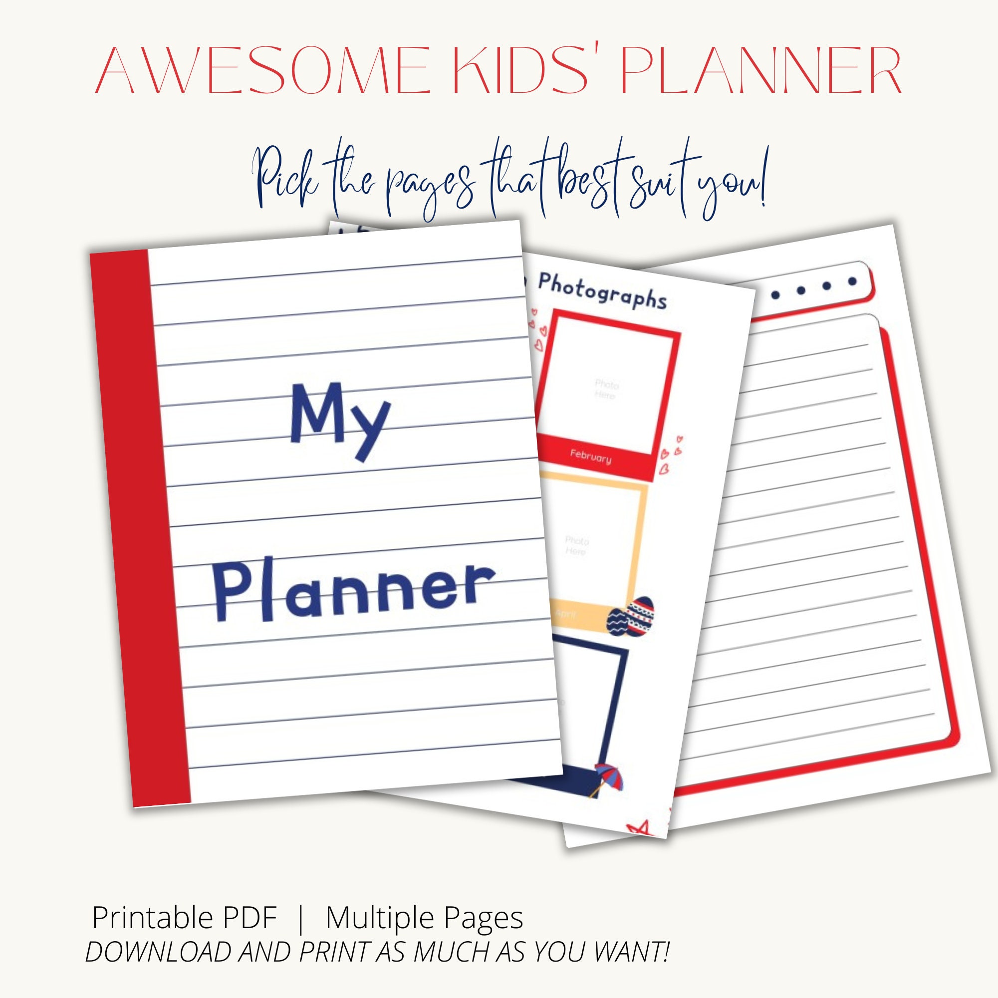 Printable Kids Planner, Customizable Homeschool Organizer - Etsy