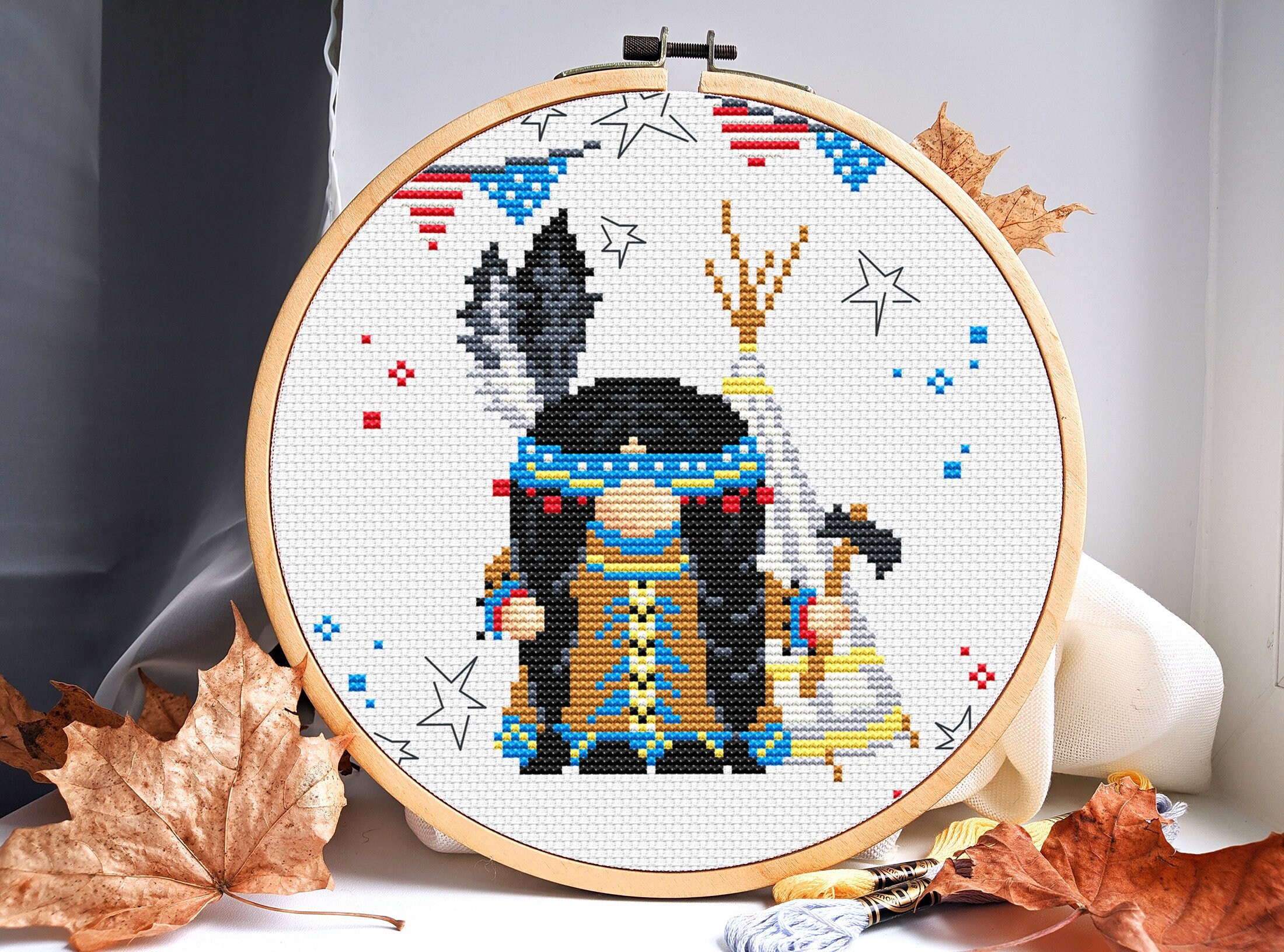 Gnome Cross Stitch Pattern Indian Cross Stitch Pumpkin Cross Etsy