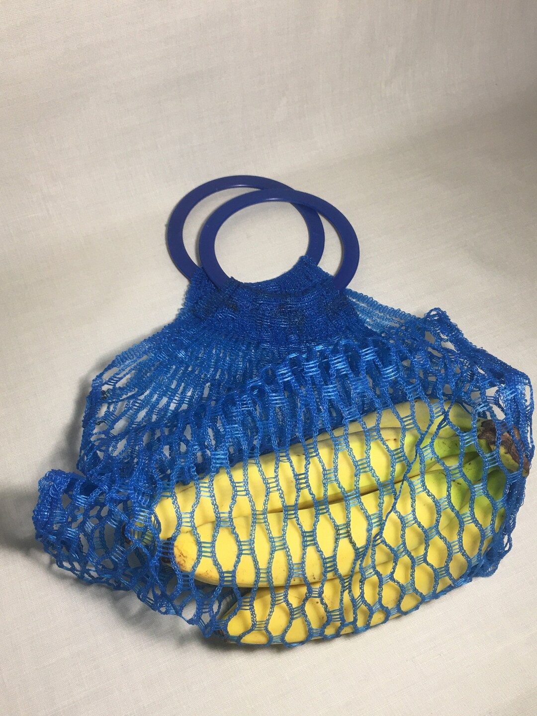 Shopping Net/mesh Bag, Blue Plastic Plastic, Vintage, Shopping Bag Net