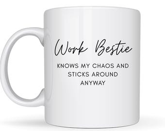 Funny Work Bestie Gift From Work Bestie, Meaningful Coffee Mug, Thoughtful Keepsake, Personalized Custom Heartfelt Photo Cup, Playful Gift