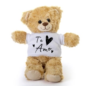 Te Amo Teddy Bear, I Love You Teddy Bear, GF Teddy Bear, 10 Inch Teddy Bear, Teddy Bear In Shirt, Teddy Bear For Girlfriend, Boyfriend Gift