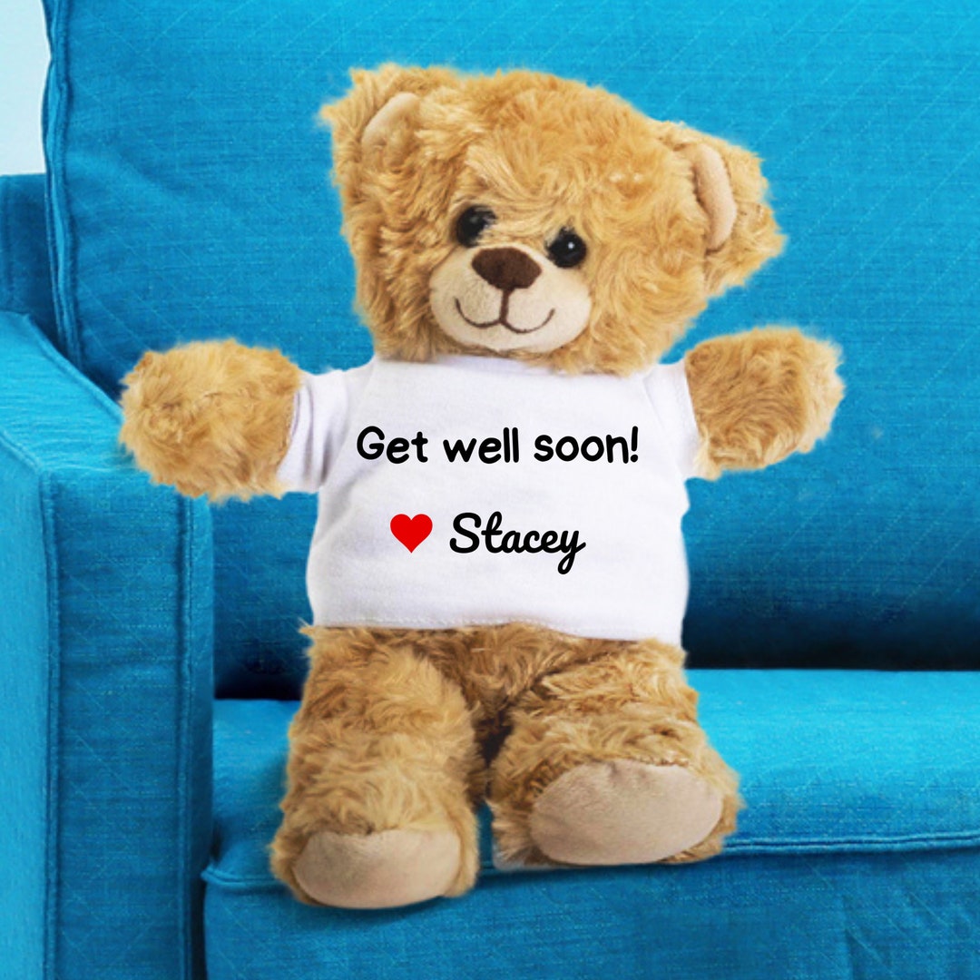 Personalized Get Well Soon Teddy Bear, Custom Teddy Bear, Get Well Gift