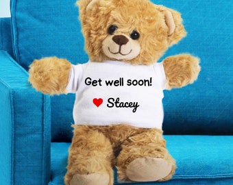 Personalized Get Well Soon Teddy Bear, Custom Teddy Bear, Get Well Gift, Recovery Gifts, Get Well Teddy Bear, Childrens Hospital Gifts