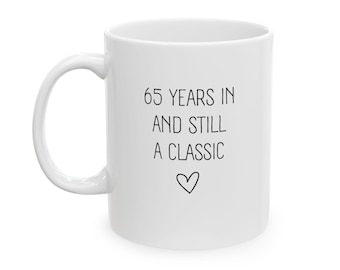 Playful 65th Birthday Gift, Fun Sixty Fifth Bday Mug, 65 Year Old Gifts For Best Friend, Parent, Grandparents Personalized Custom Photo Cup