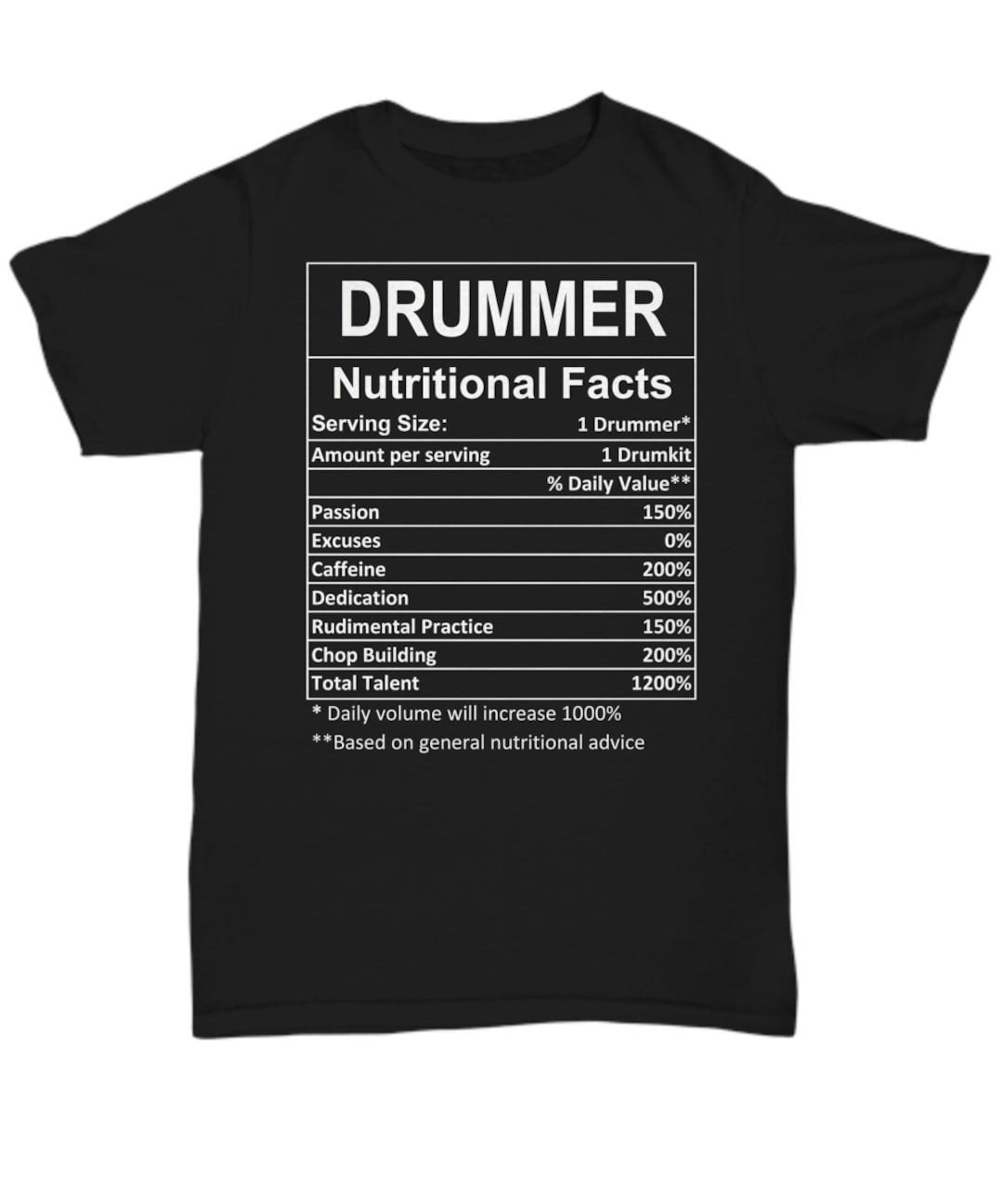 Drummer Nutritional Facts Shirt, Drummer Shirt, Drummer Gifts for Men