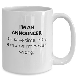 Announcer Mug, Gift Ideas For Presenters, Sports Announcer, Radio Announcer, Reporters, Gifts For Artist Coffee Cup