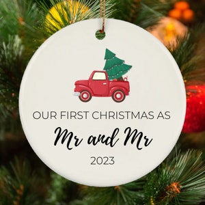 Our First Christmas Married Red Truck Ornament, First Year Married As Mr And Mr 2023, Newly Wed Gifts For Couple